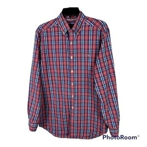 Men’s Vineyard Vines Red, Blue, and White Plaid Whale Shirt Slim Fit - Size M